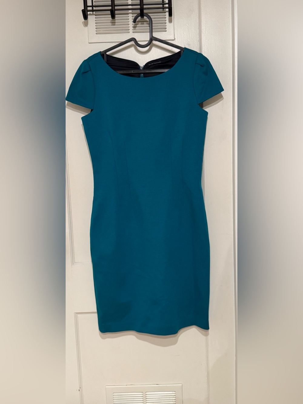 Elie Tahari Teal Cap-Sleeve Sheath Dress